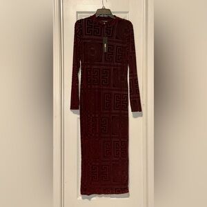 Fashion Nova Women’s Burgundy Long Sleeve Bodycon Stretch Dress XL